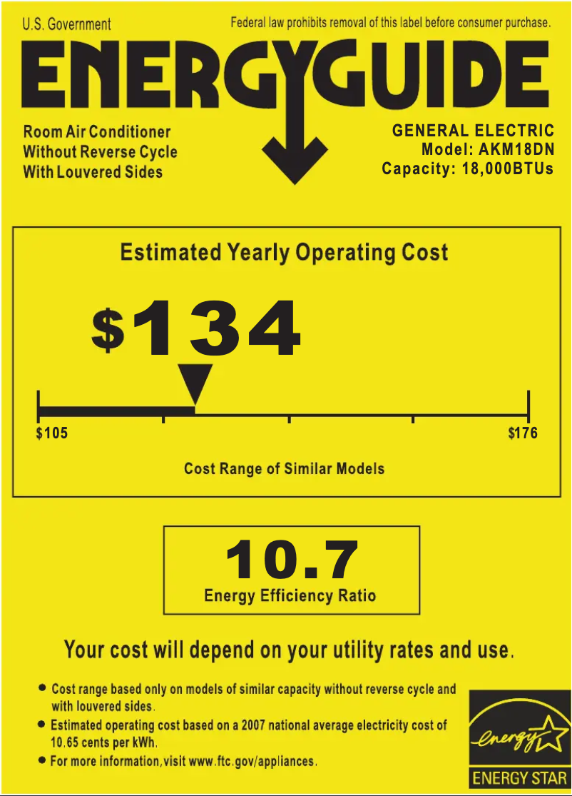 Página 1 del manual Etiqueta energética GE AKM18DN