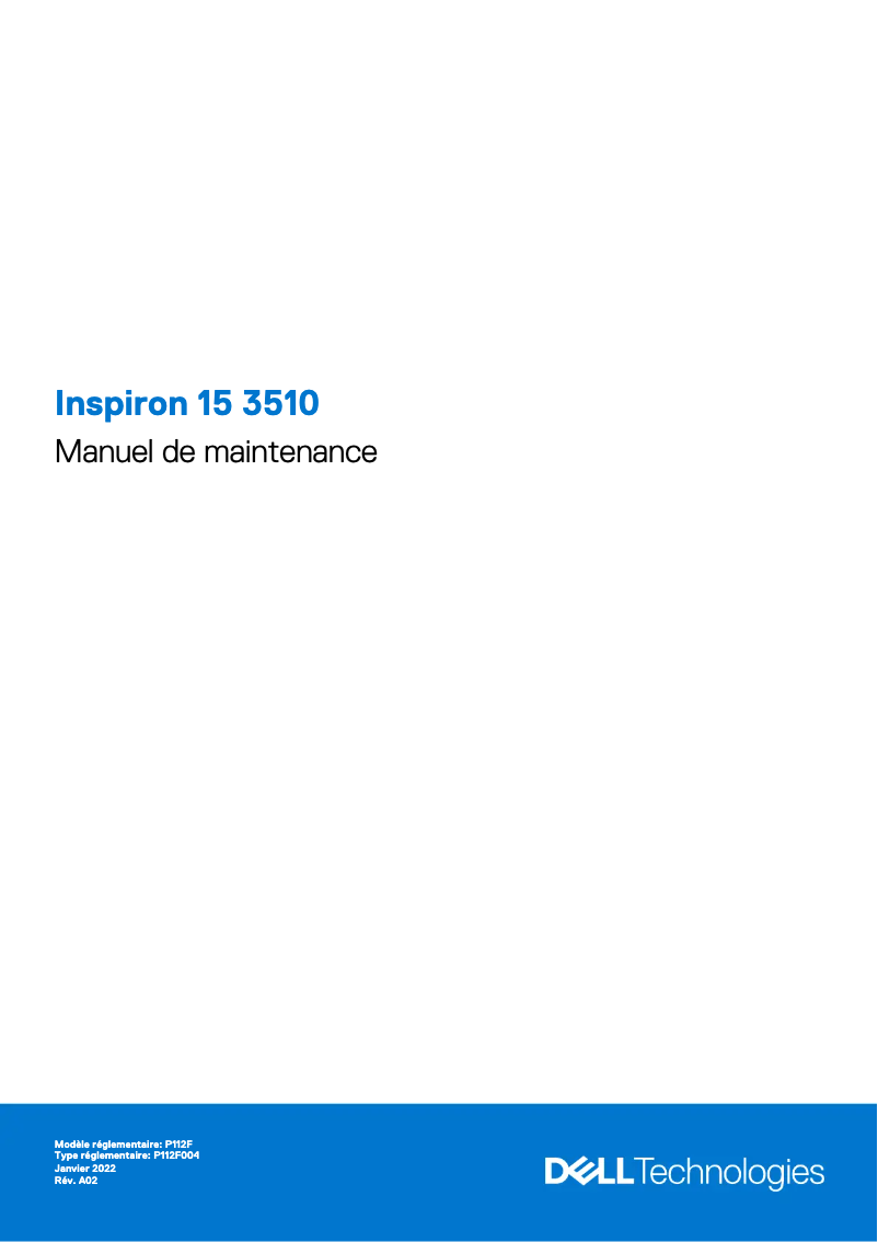Page 1 de la notice Manuel d'utilisation et d'entretien Dell Inspiron 15 3510