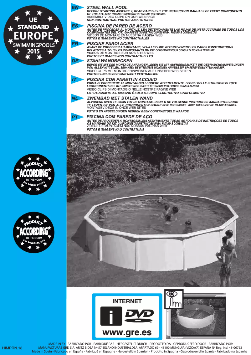 Page n°1 - Manuel utilisateur Gre KITPR358GF