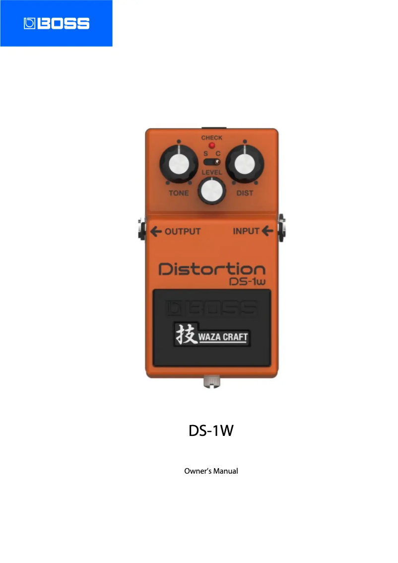 Page 1 de la notice Manuel utilisateur Boss DS-1W