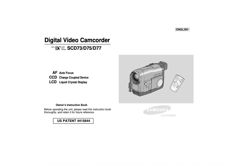 Page 1 de la notice Manuel utilisateur Samsung SCD73