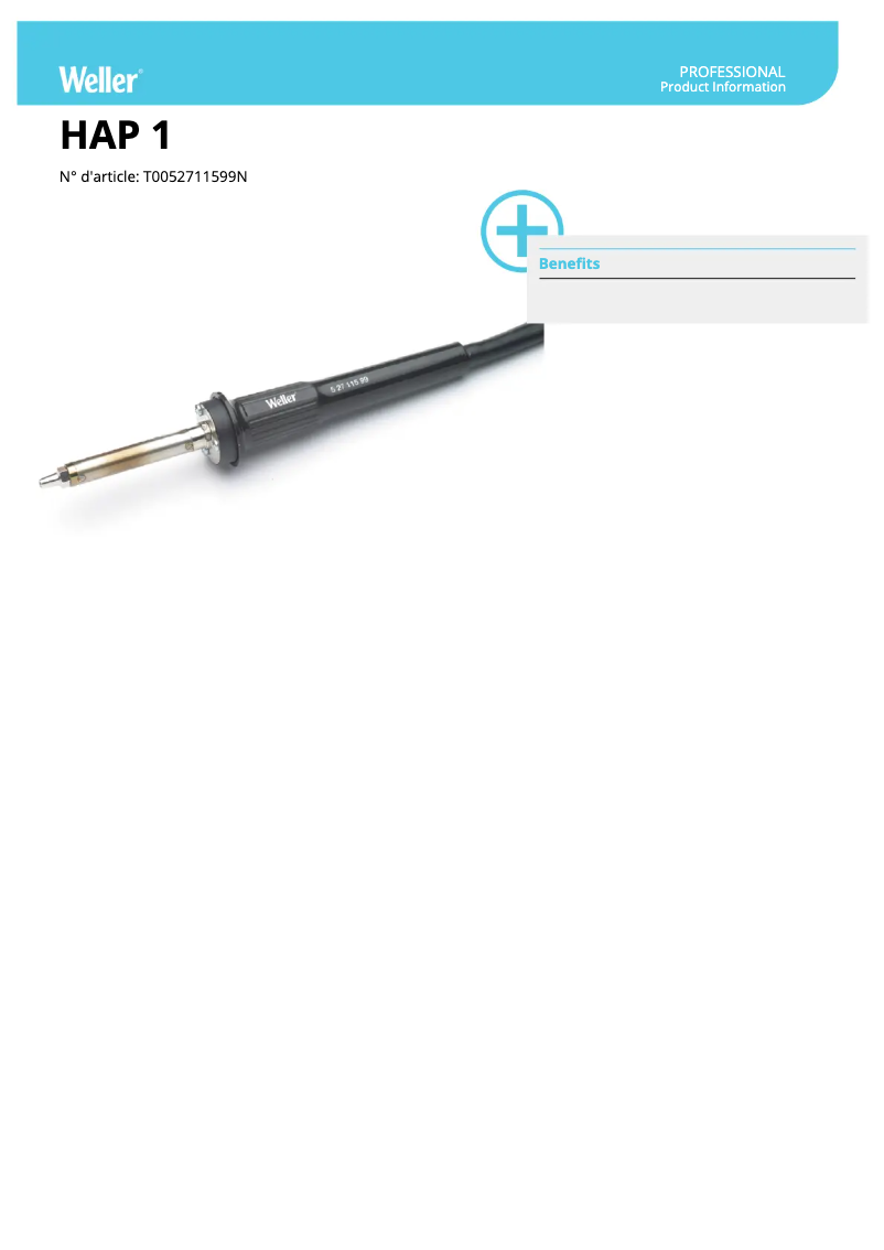 Page n°1 - Fiche technique Weller HAP 1