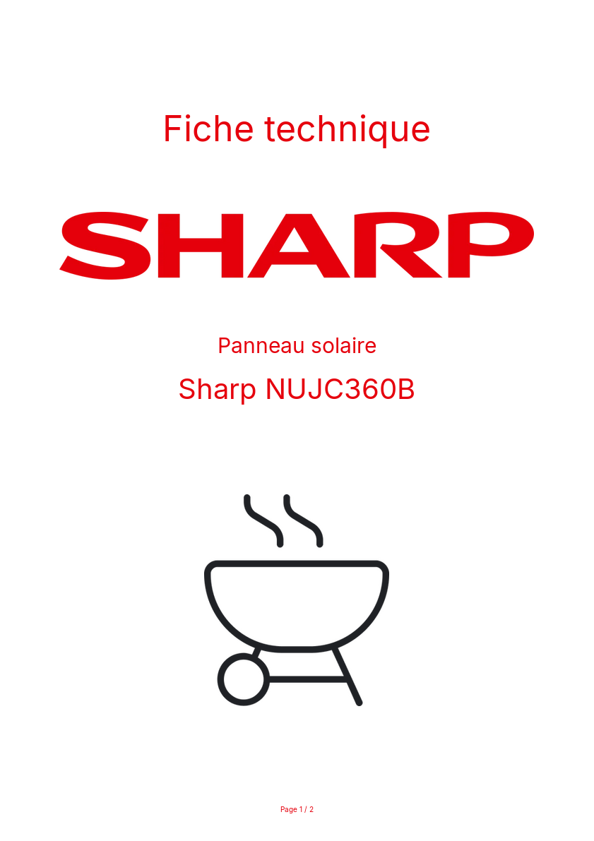 Page n°1 - Fiche technique Sharp NUJC360B