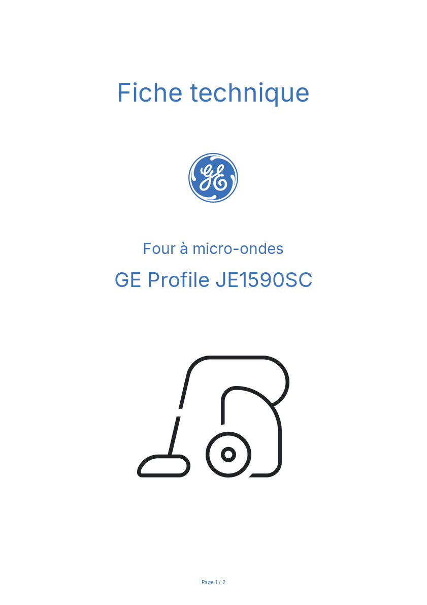 Image de la première page du manuel de l'appareil Profile JE1590SC