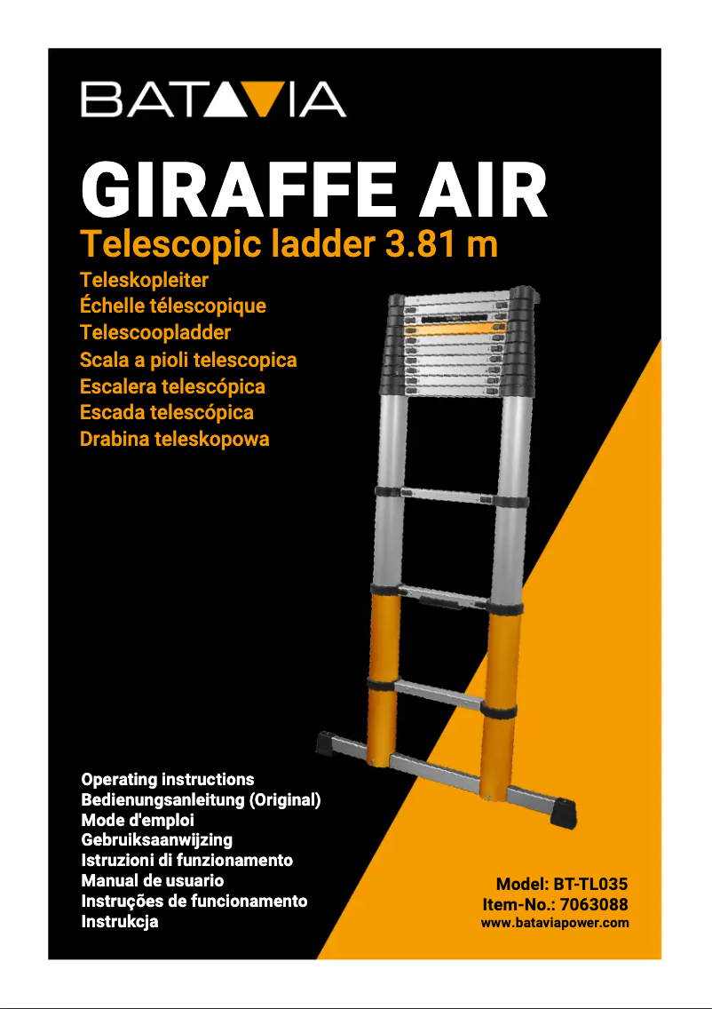 Page 1 de la notice Manuel utilisateur Batavia Giraffe Air BT-TL035