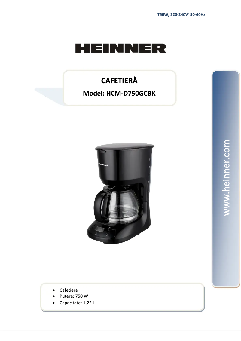 Imagen de la primera página del manual del dispositivo HCM-D750GCBK