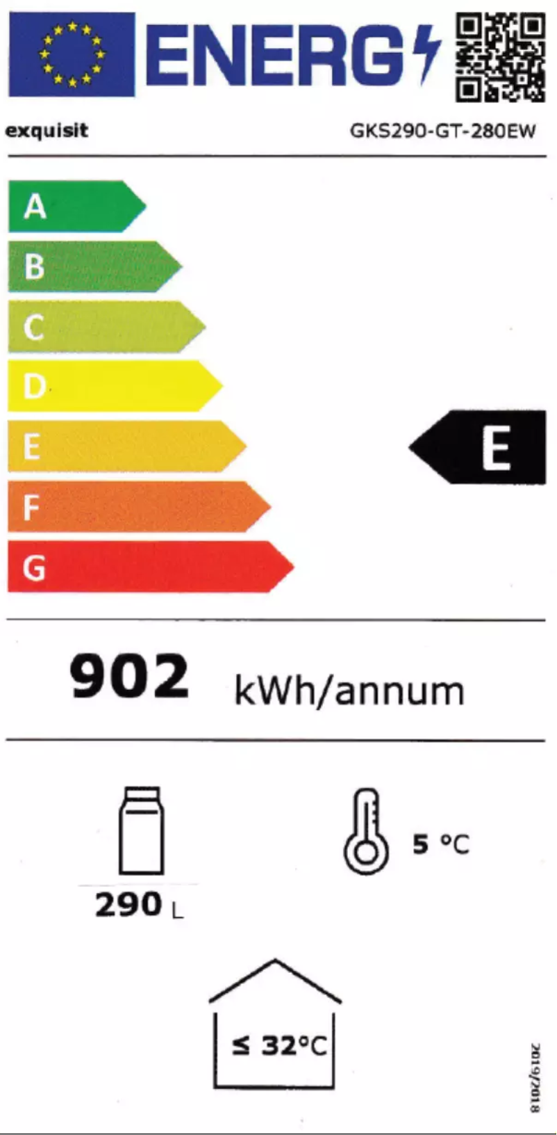 Page 1 de la notice Label énergétique Exquisit GKS290-GT-280EW