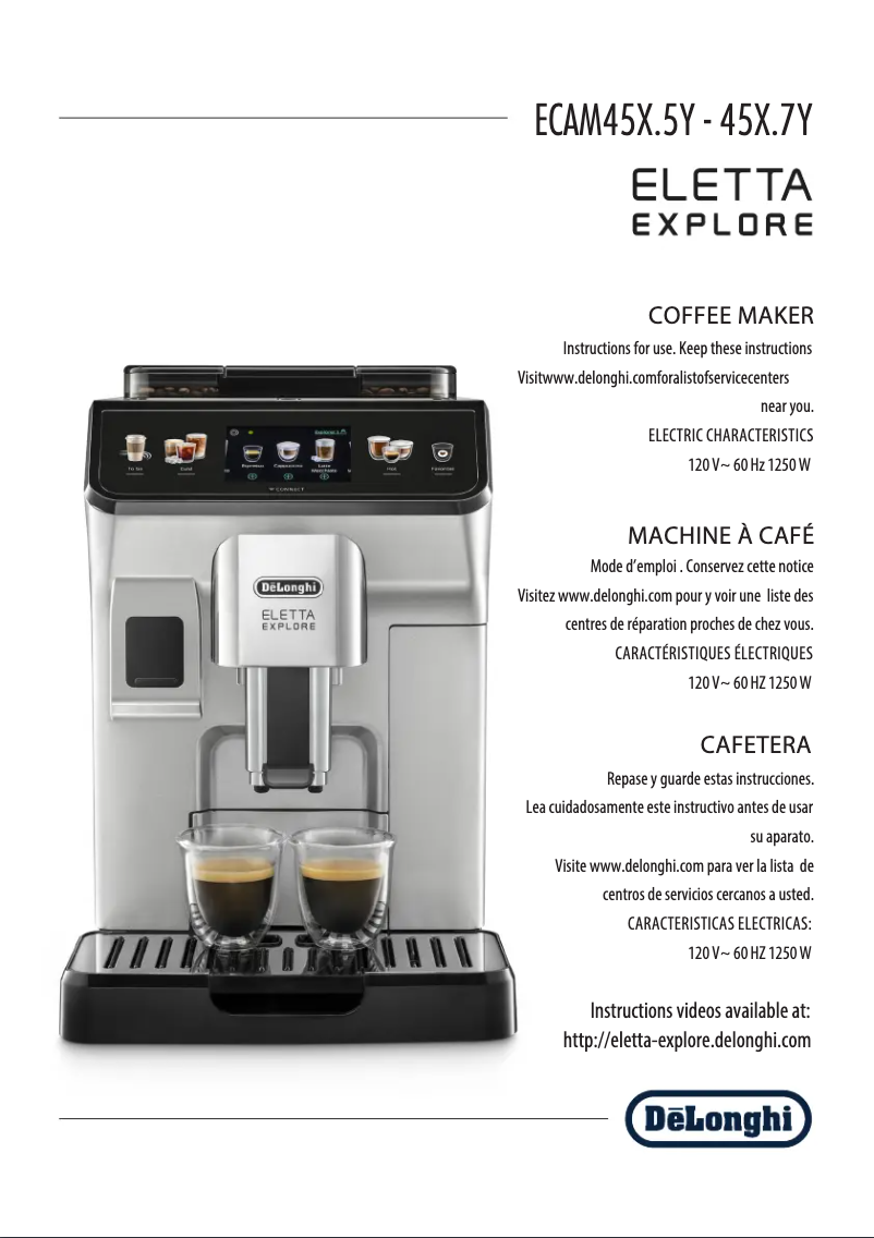 Page n°1 - Manuel utilisateur DeLonghi Eletta Explore ECAM450.55.G