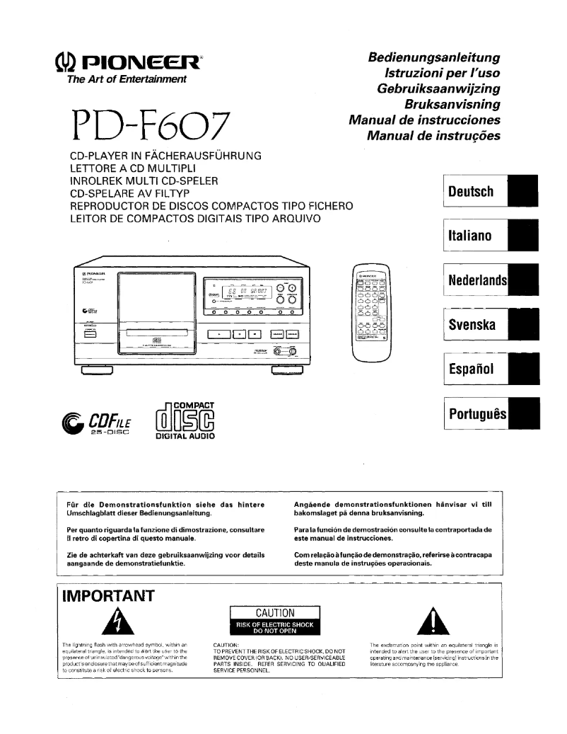 Image de la première page du manuel de l'appareil PD-F607