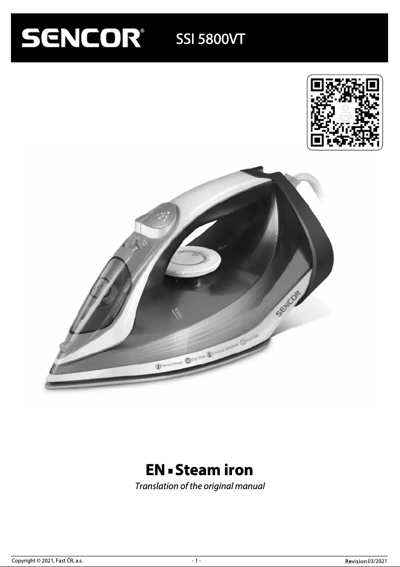 Page 1 de la notice Manuel utilisateur Sencor SSI 5800VT