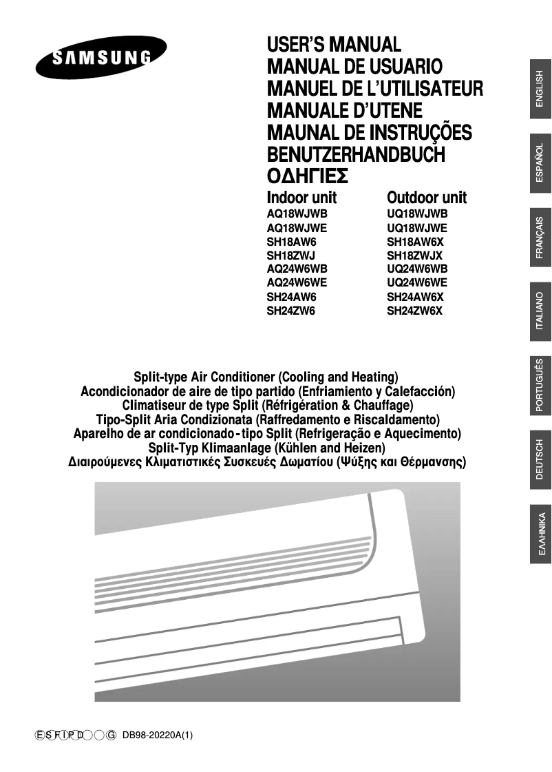Page 1 de la notice Manuel utilisateur Samsung IAQ24W6WB