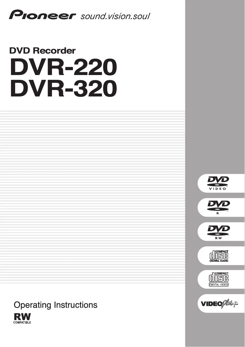 Page n°1 - Manuel utilisateur Pioneer DVR-320