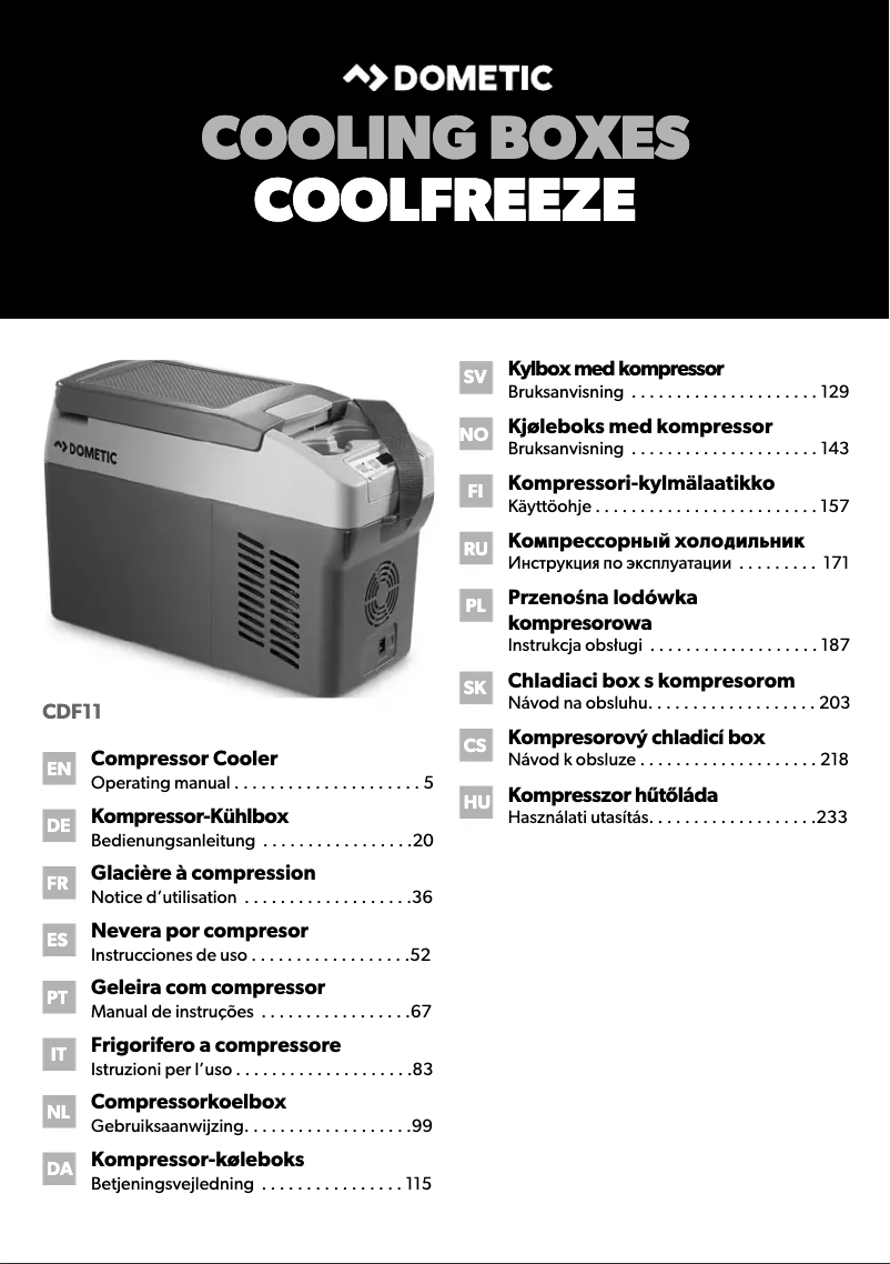 Page 1 de la notice Manuel utilisateur Dometic CoolFreeze CDF11
