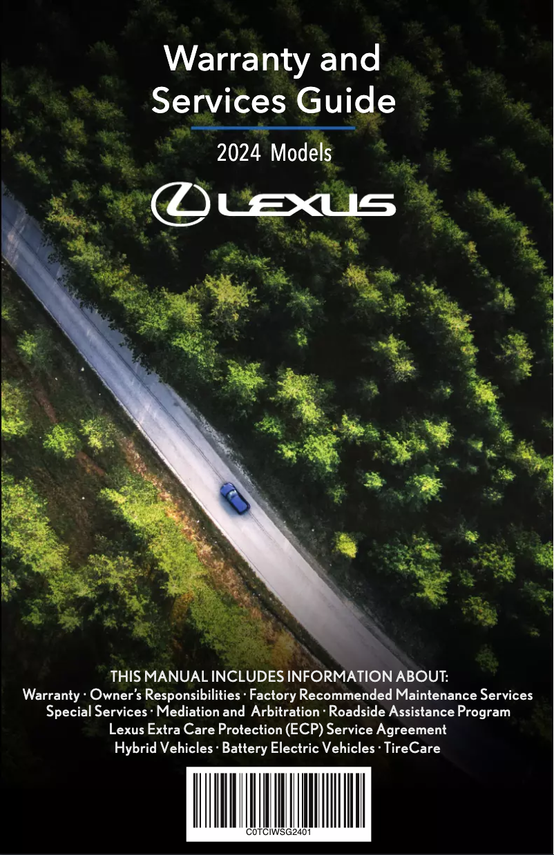 Page 1 de la notice Informations de garantie Lexus LC 500h (2024)