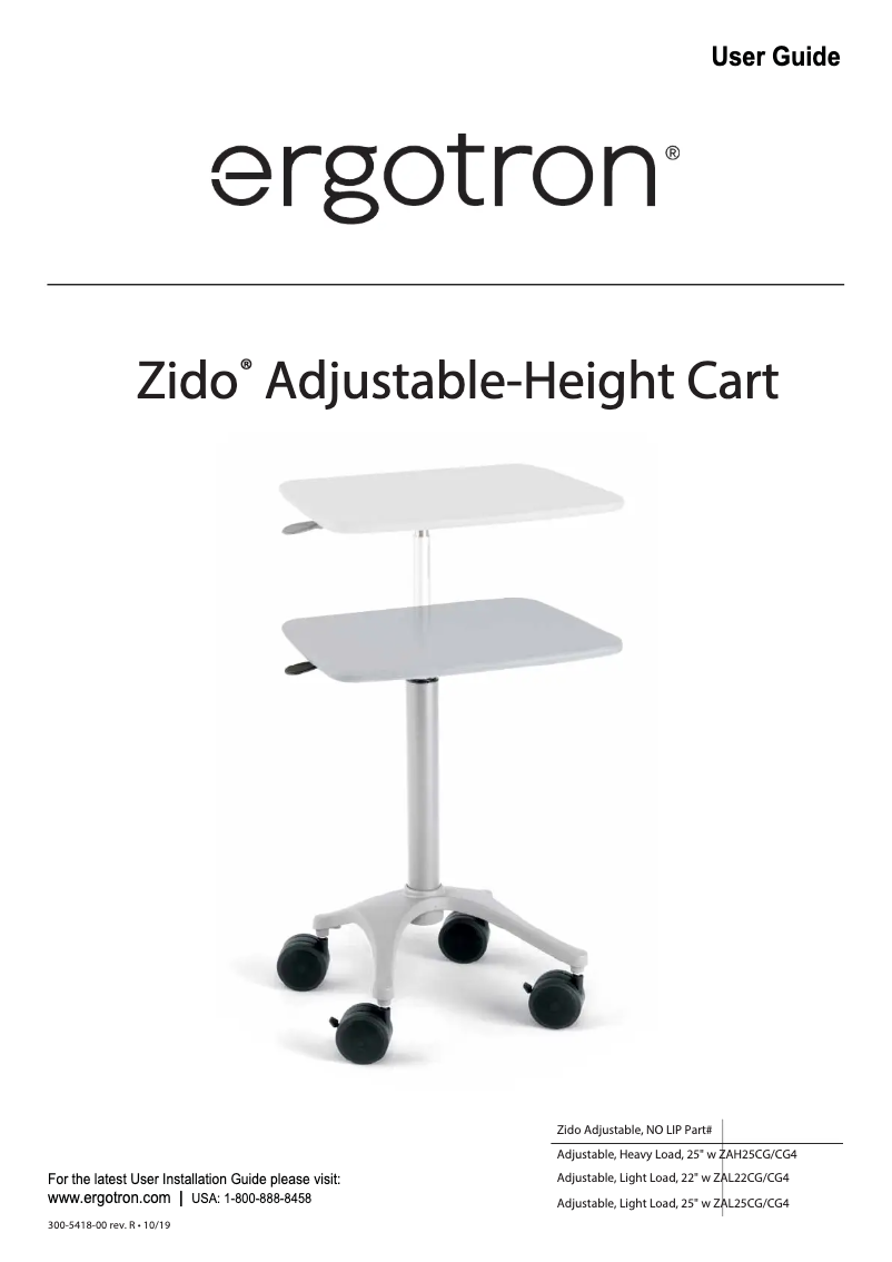 Page n°1 - Manuel utilisateur Ergotron Zido 22