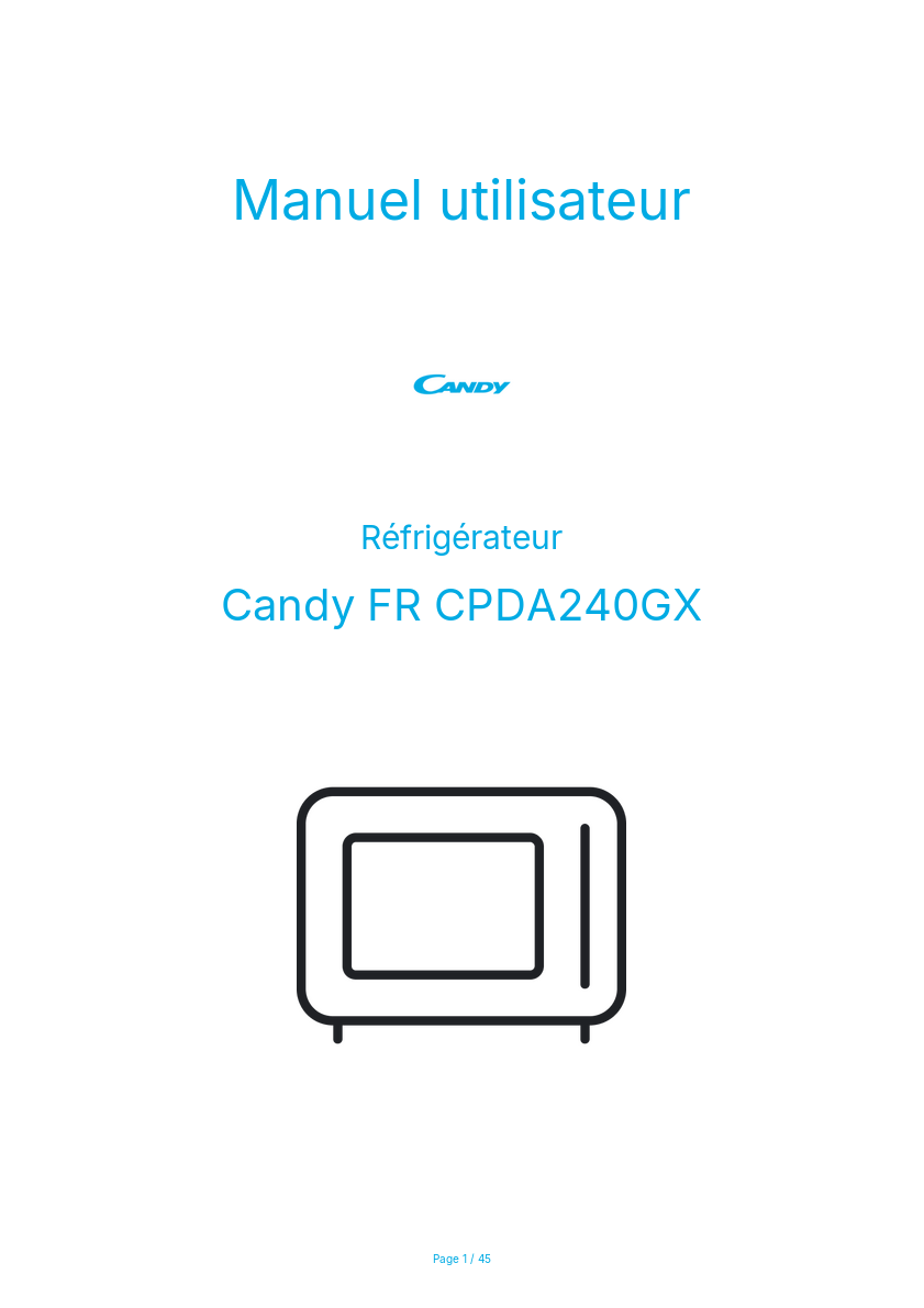 Image de la première page du manuel de l'appareil FR CPDA240GX