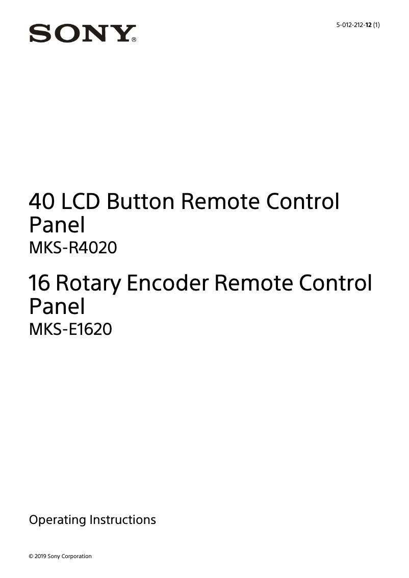 Página 1 del manual Manual de usuario Sony MKS-E1620
