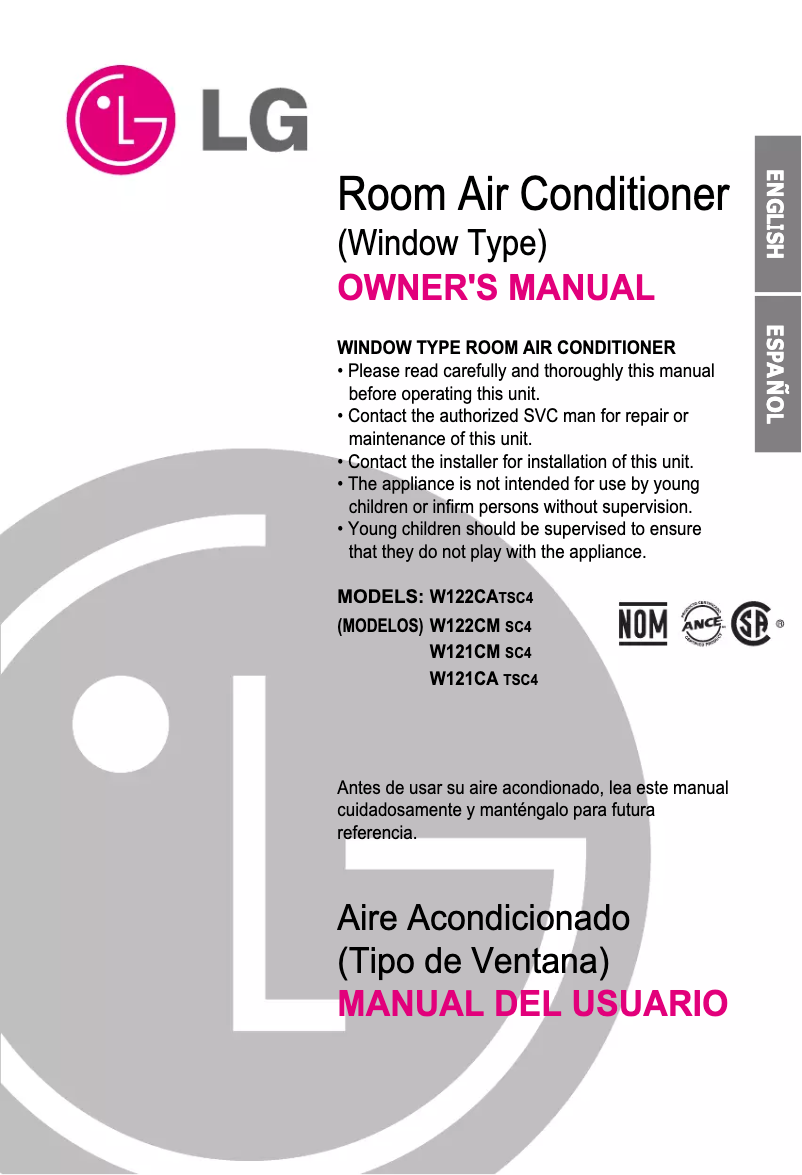 Page 1 of the manual User Manual LG TWC123CBAA4