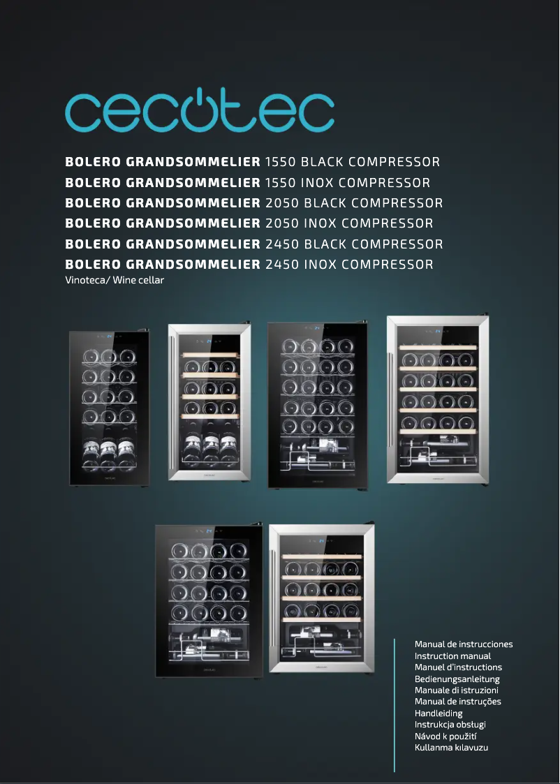 Page 1 de la notice Manuel utilisateur Cecotec Bolero GrandSommelier 2050 Inox Compressor