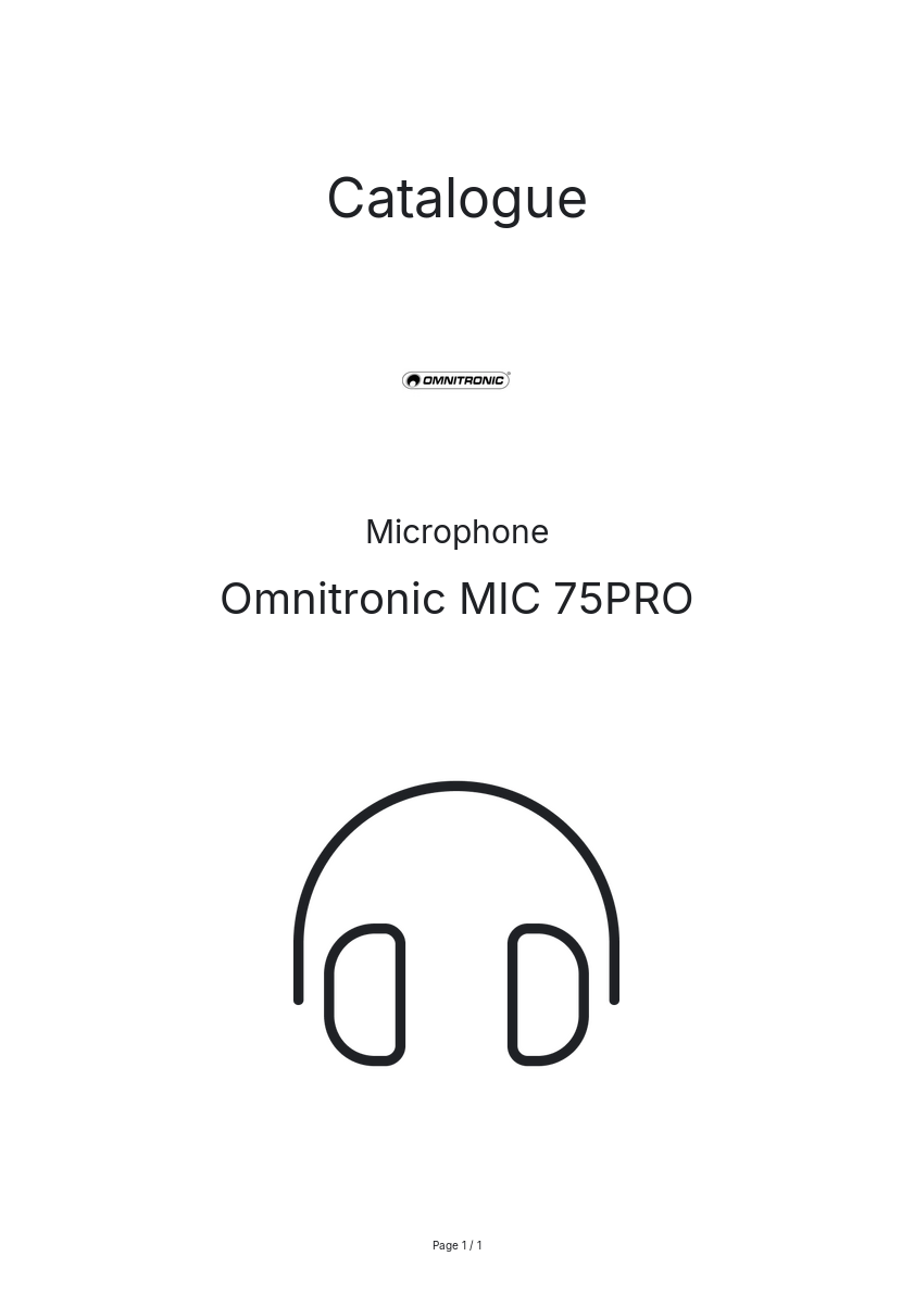 Page n°1 - Catalogue Omnitronic MIC 75PRO