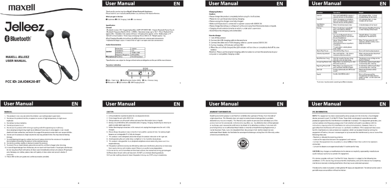 Page 1 de la notice Manuel utilisateur Maxell Jelleez