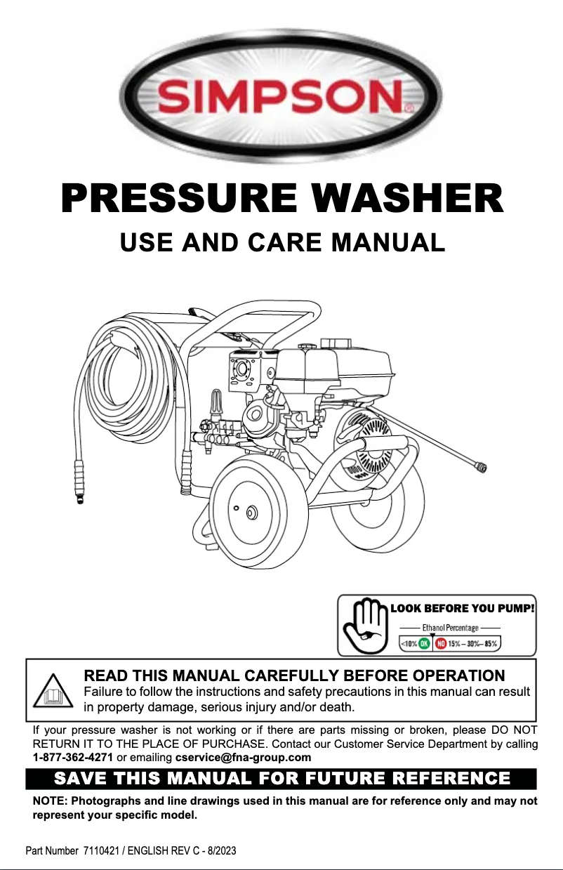Page 1 de la notice Manuel utilisateur Simpson Pro Series PS61322
