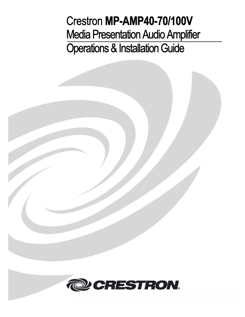 Page n°1 - Manuel utilisateur Crestron MP-AMP40-70V
