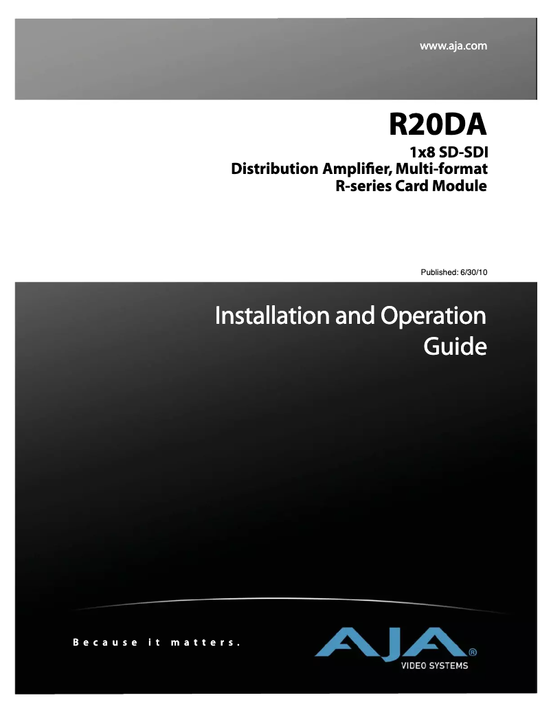 Page 1 de la notice Manuel utilisateur AJA R20DA