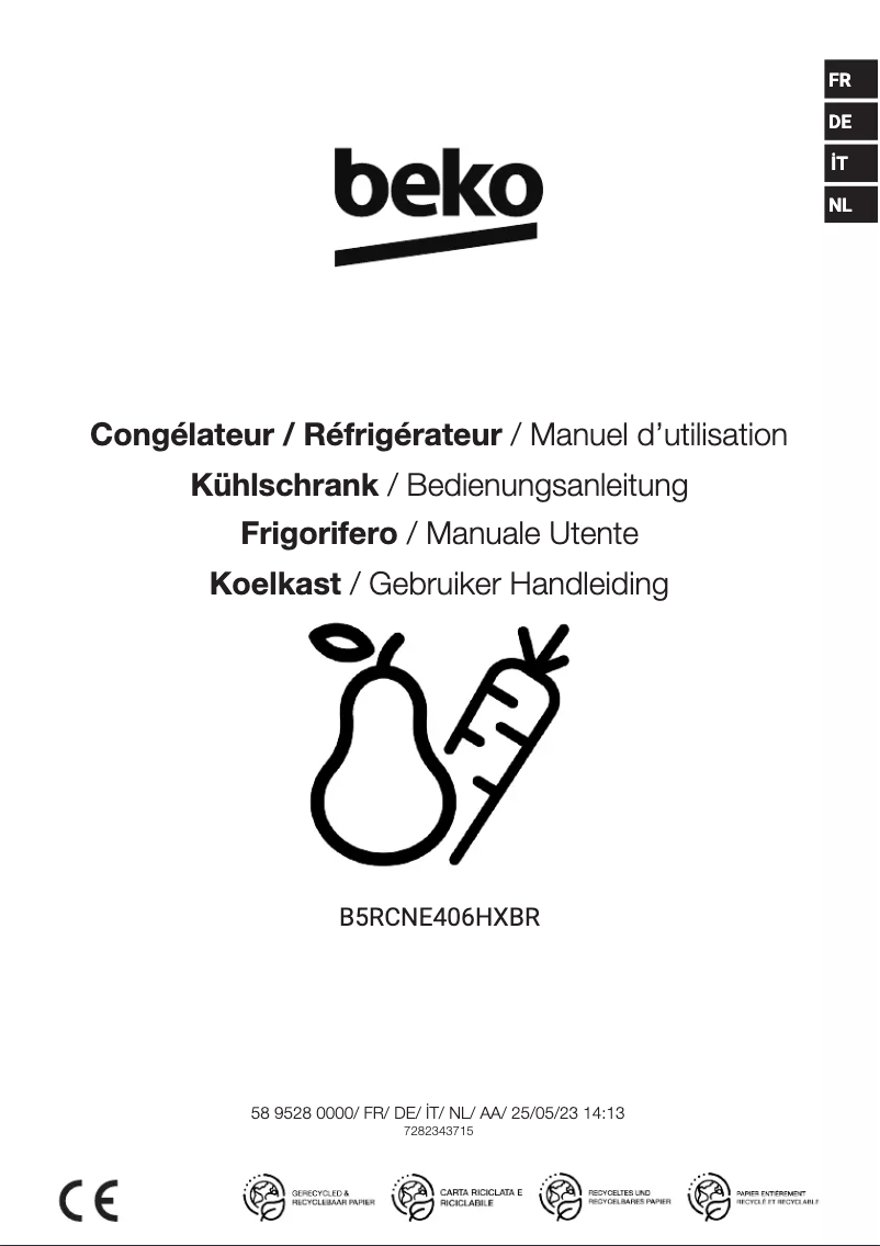 Page 1 de la notice Manuel utilisateur Beko B5RCNE406HXBR