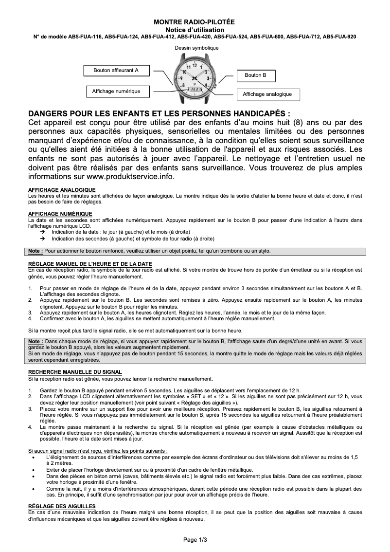 Page n°1 - Manuel utilisateur Ascot AB5-FUA-116