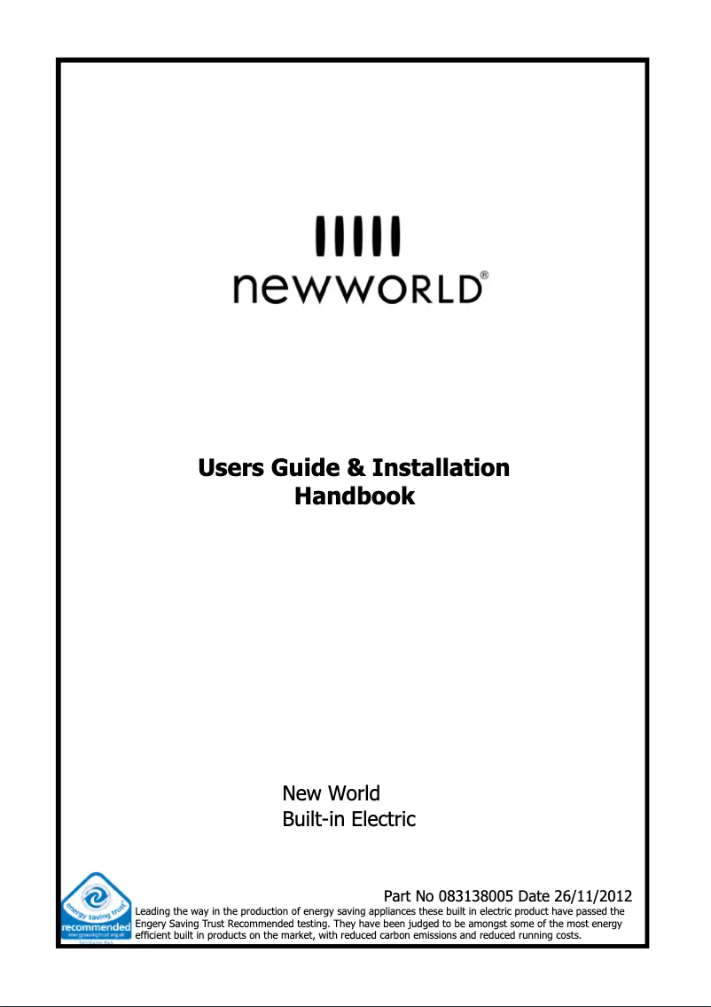 Page n°1 - Manuel utilisateur New World NW901DOP