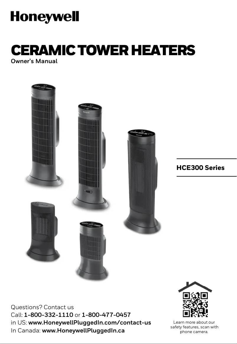Page 1 de la notice Manuel utilisateur Honeywell Ceramic Digital Tower Heater HCE323V
