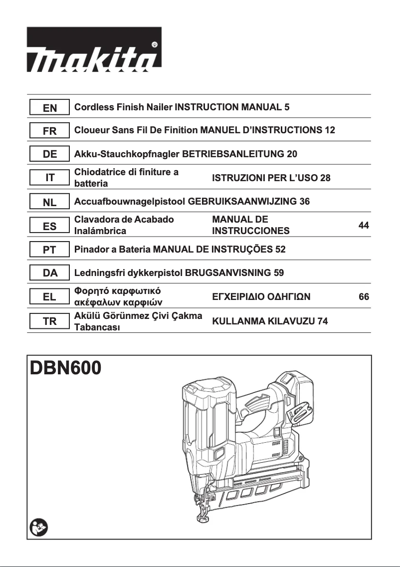 Page 1 de la notice Manuel utilisateur Makita DBN600