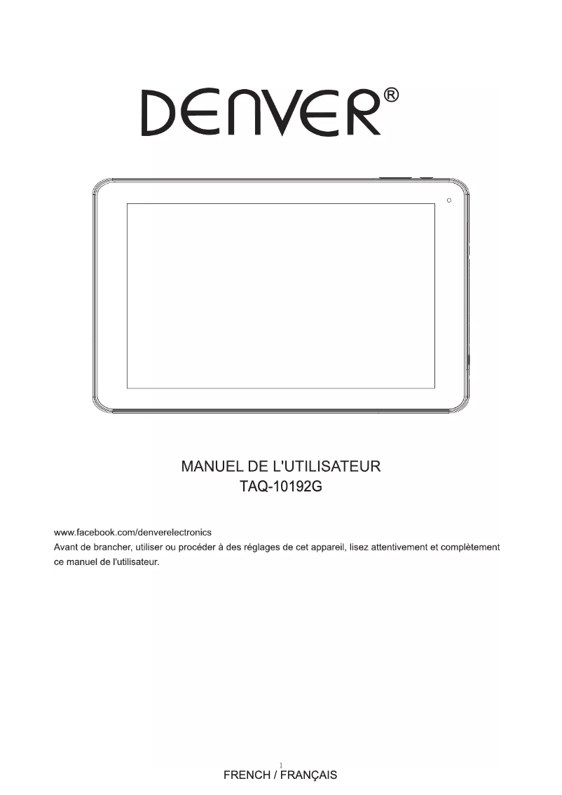 Page n°1 - Manuel utilisateur Denver TAQ-10192G