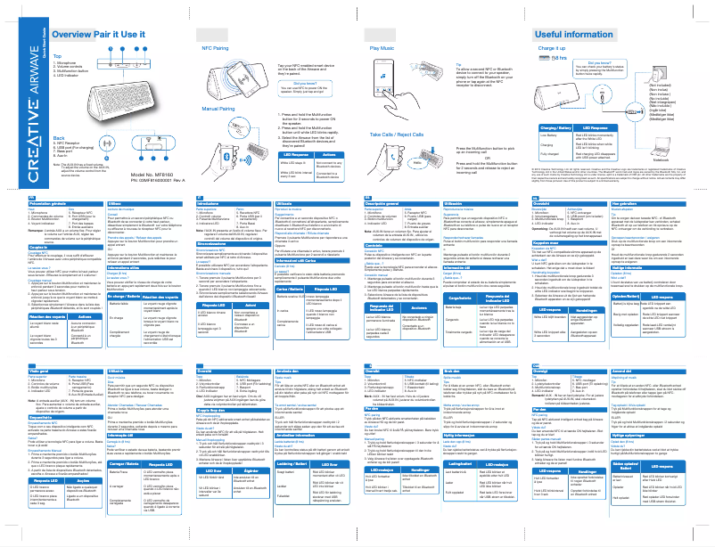 Page 1 de la notice Manuel utilisateur Creative Airwave