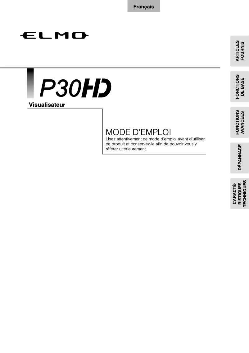 Página 1 del manual Manual de usuario Elmo P30HD