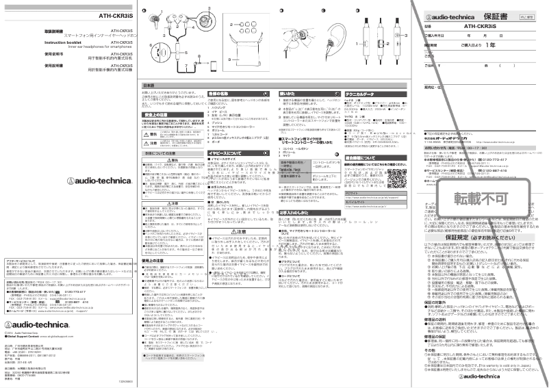 Página 1 del manual Manual de usuario Audio-Technica ATH-CKR3iS