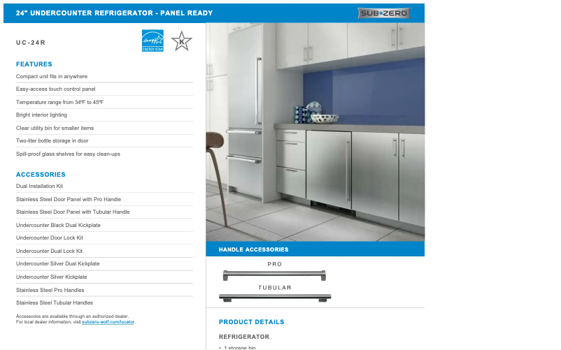 Page 1 de la notice Manuel utilisateur Sub-Zero UC-24R