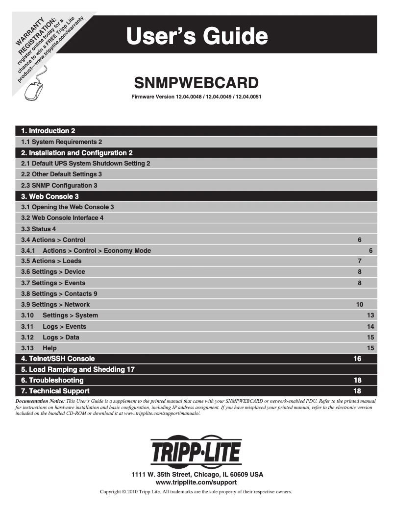 Página 1 del manual Manual de usuario Tripp Lite SNMPWEBSOLOHV