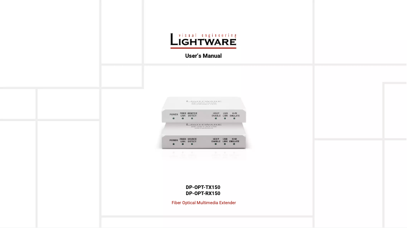 Page n°1 - Manuel utilisateur Lightware DP-OPT-RX150