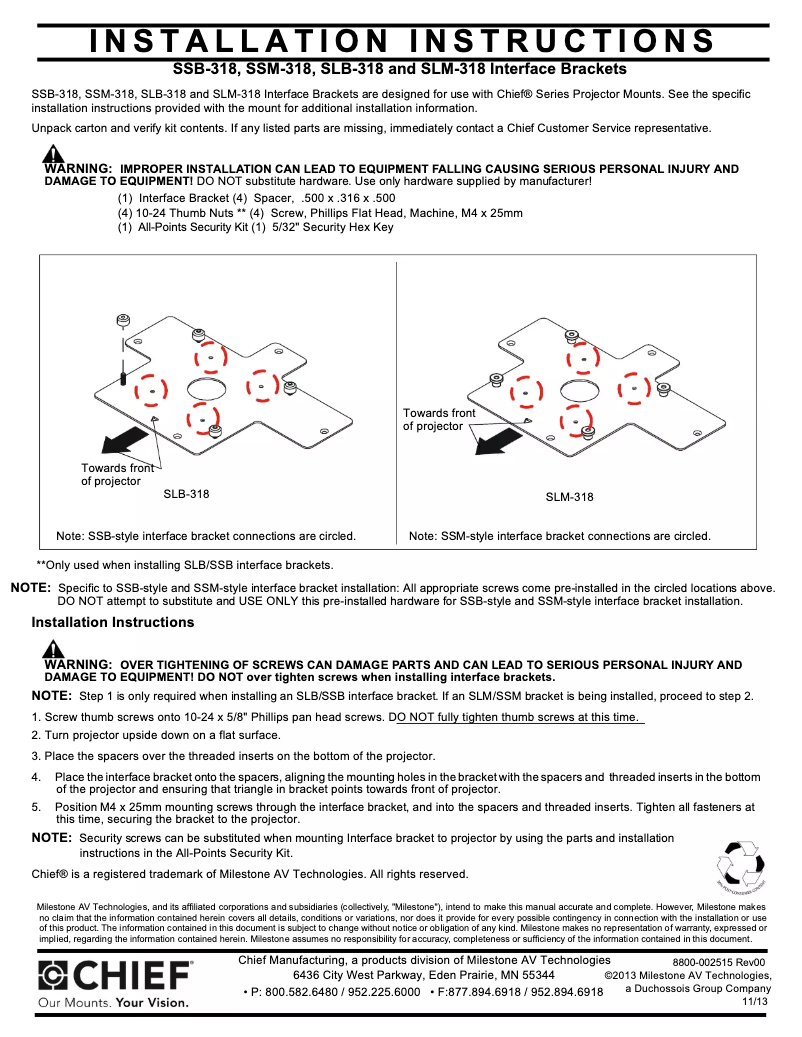Página 1 del manual Manual de usuario Chief SSB318