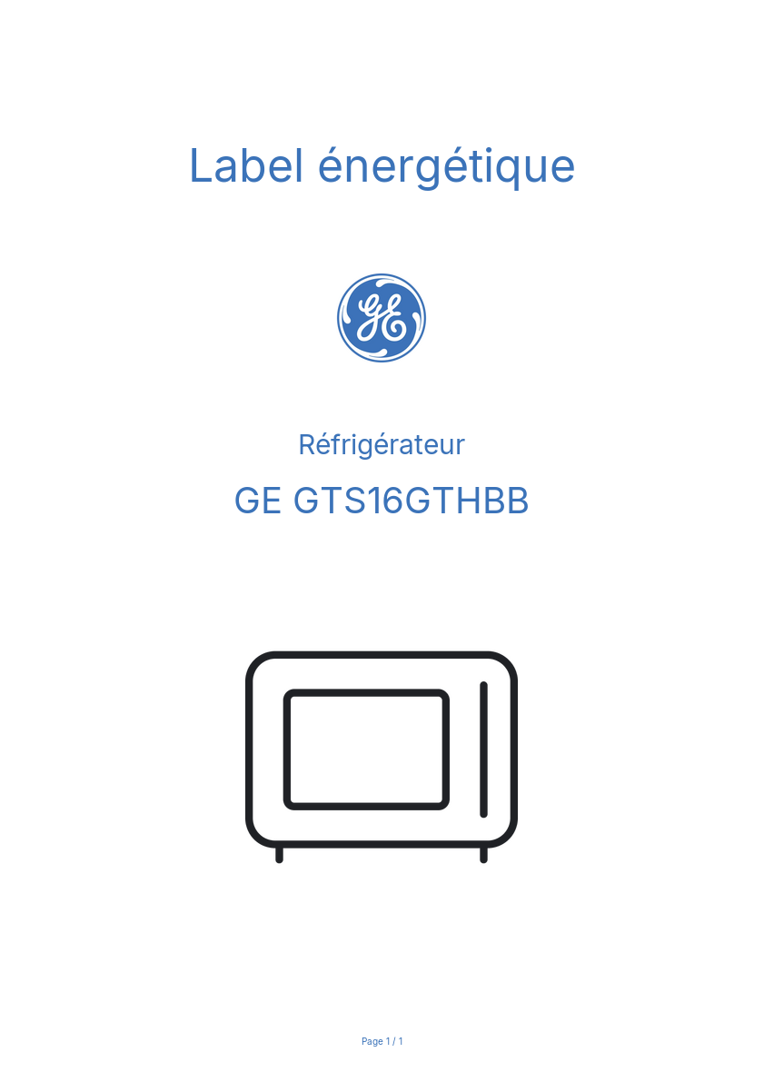 Image de la première page du manuel de l'appareil GTS16GTHBB