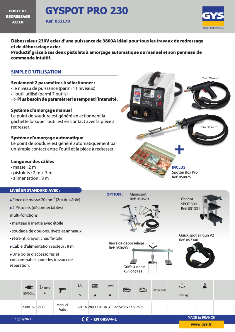 Image de la première page du manuel de l'appareil Gyspot PRO 230