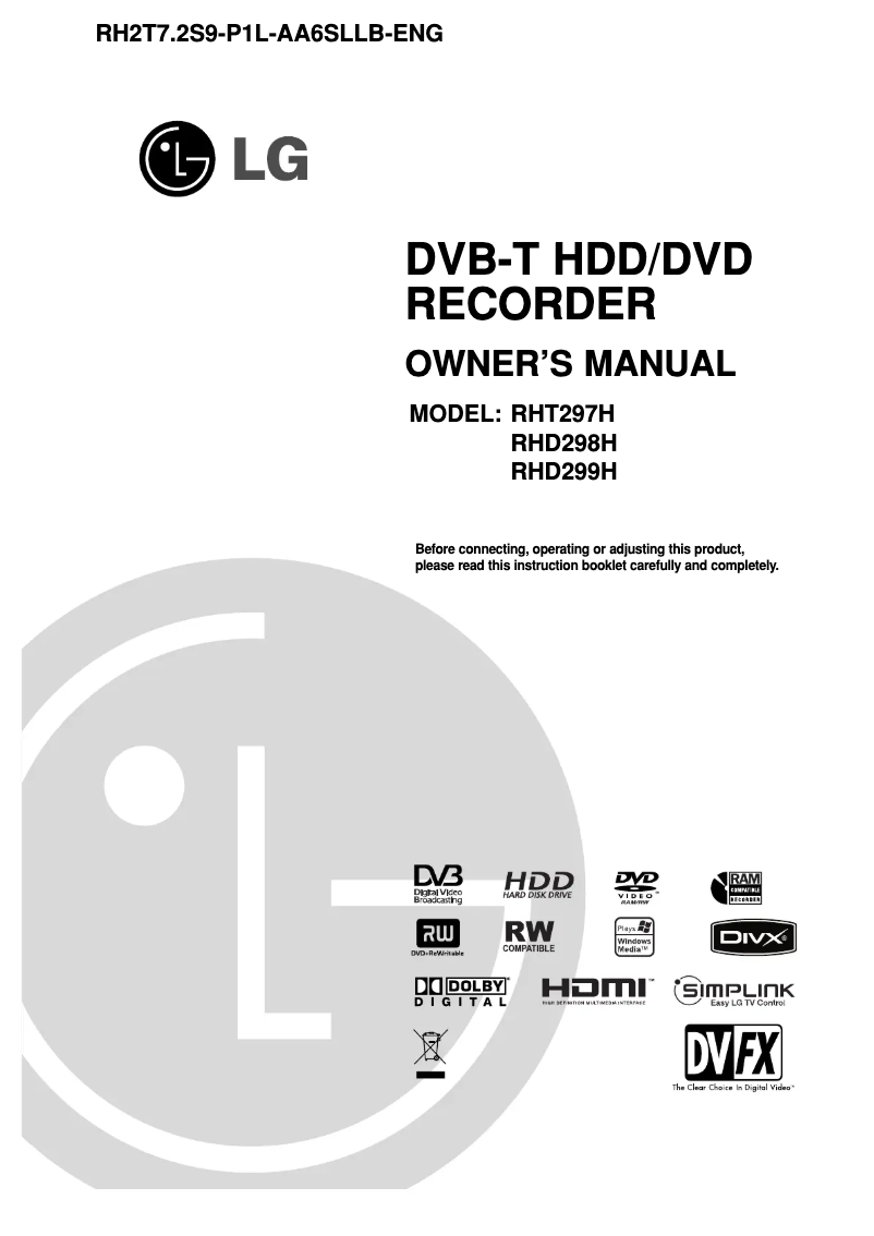 Image de la première page du manuel de l'appareil RH2S9