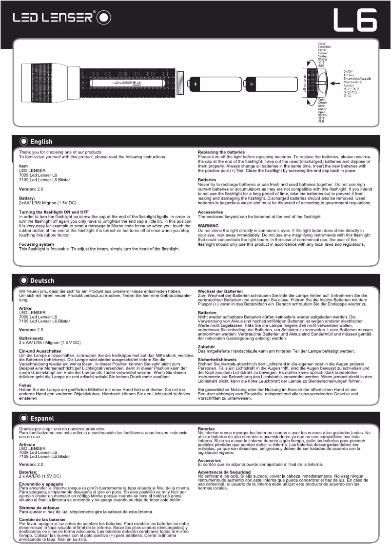 Page n°1 - Manuel utilisateur Ledlenser L6