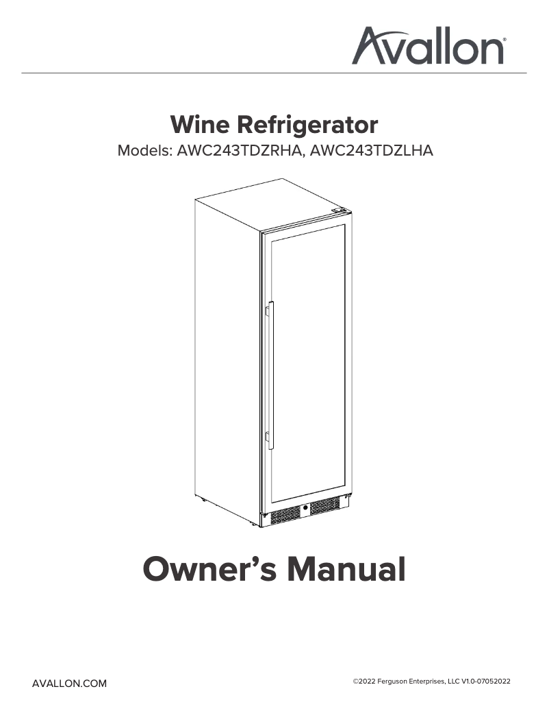 Page 1 de la notice Manuel utilisateur Avallon AWC243TDZRHA