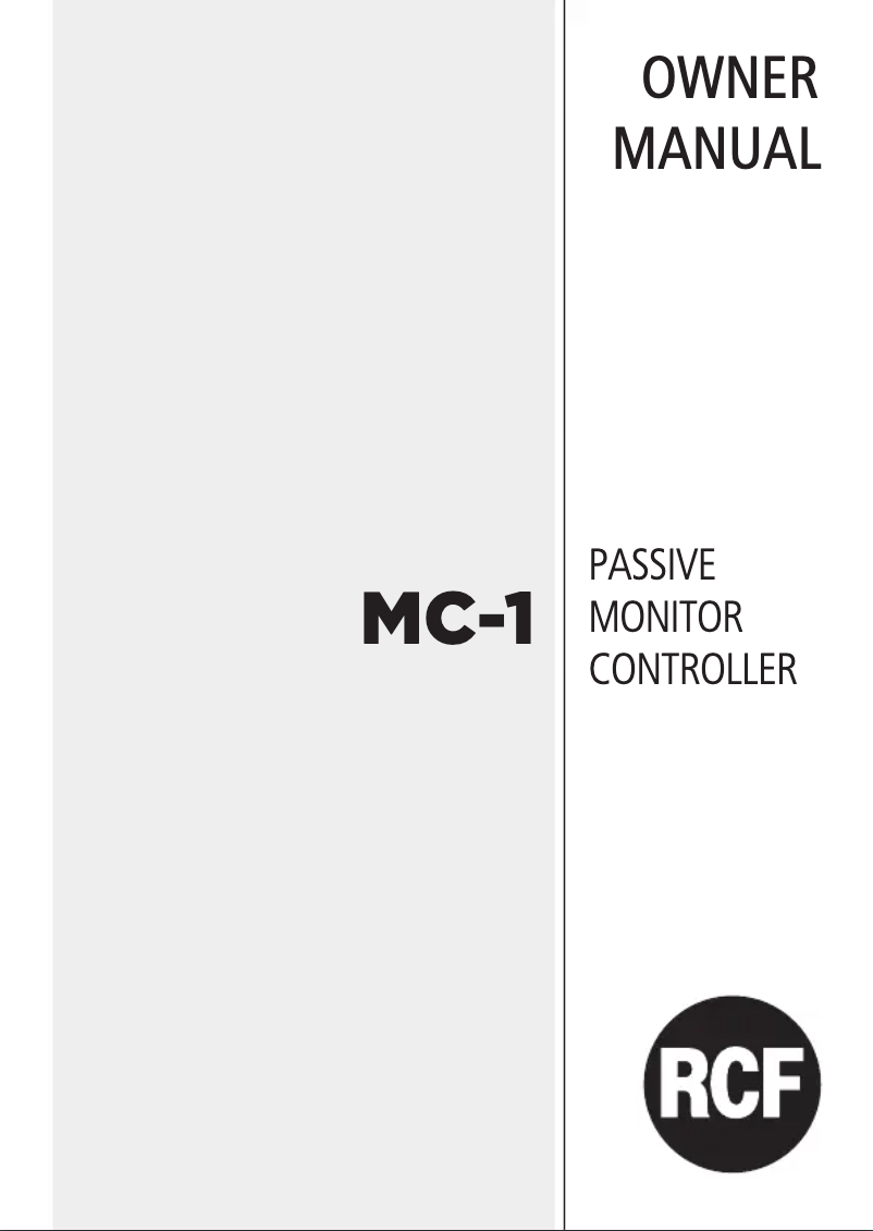 Page 1 de la notice Manuel utilisateur RCF MC-1