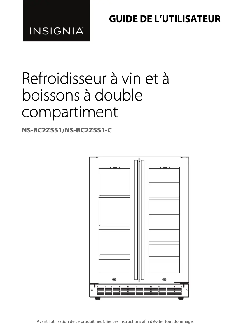 Page 1 de la notice Manuel utilisateur Insignia NS-BC2ZSS1