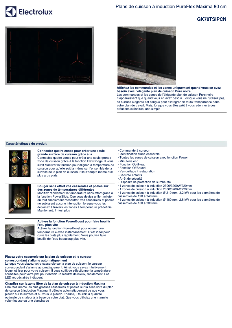 Página 1 del manual Ficha técnica Electrolux GK78TSIPCN