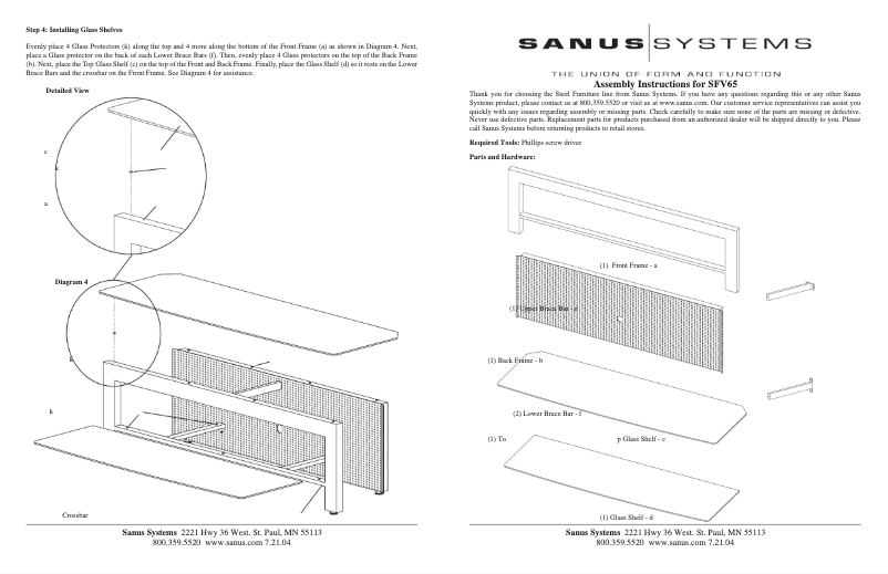 Page 1 de la notice Manuel utilisateur Sanus SFV65